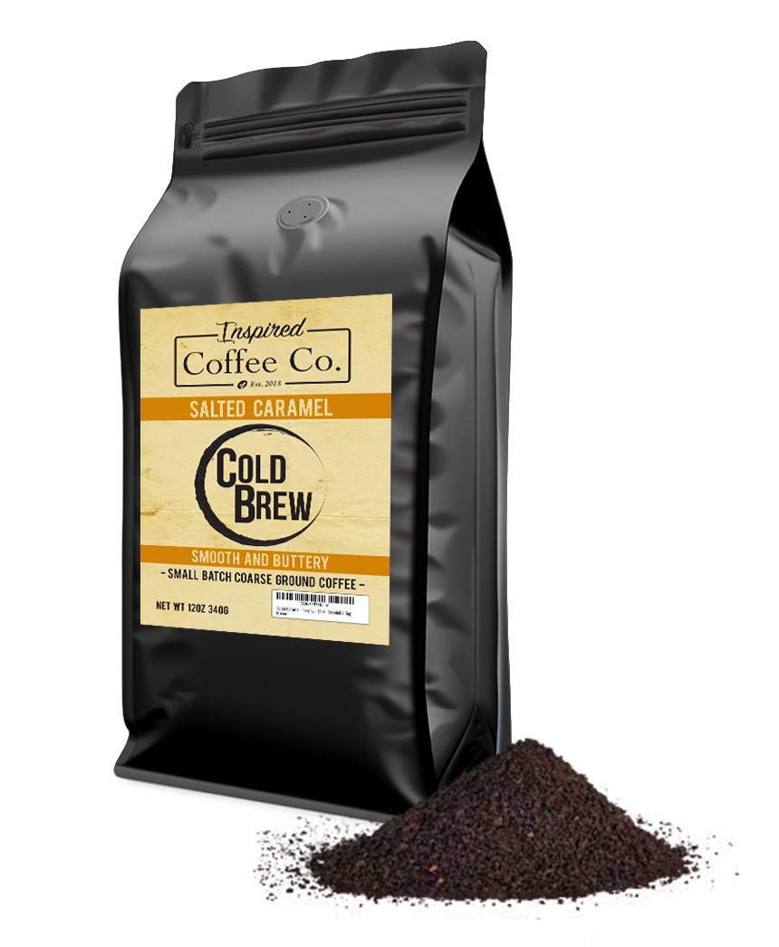 Salted Caramel - Flavored Cold Brew Coffee - Inspired Coffee Co. - Coarse Ground Coffee - 12 oz. Resealable Bag