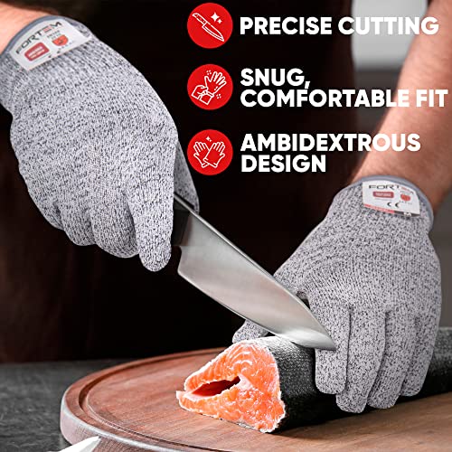 FORTEM Cut Resistant Gloves, 4 Gloves, Level 5 Protection Cutting