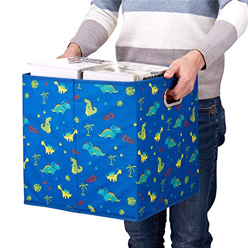 Dinosaur Fabric Storage Cubes Bins Kids 13x13x 13 in Navy Blue Storage