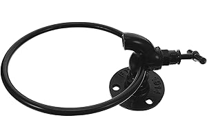 TOYANDONA Wall Mounted Hand Towel Holder, Black Iron Faucet-Shaped Round Towel Ring for Bathroom and Kitchen,