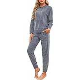 HEARTNICE Womens Pajamas Set Lightweight Fleece Outfit Soft Lounge Pjs Cozy Sleepwear with Jogger Set 2 Piece Long Pullover