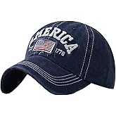 Foetest Adjustable Baseball Cap Casual Hat America Cap Flag Hat Cotton Hat Embroidered Hat
