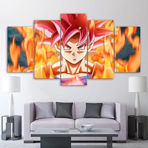Canvas Paintings Home Wall Art HD Prints Super Saiyan Posters 5 Pieces Dragon Ball Z Anime Pictures Living Room Decor Framework
