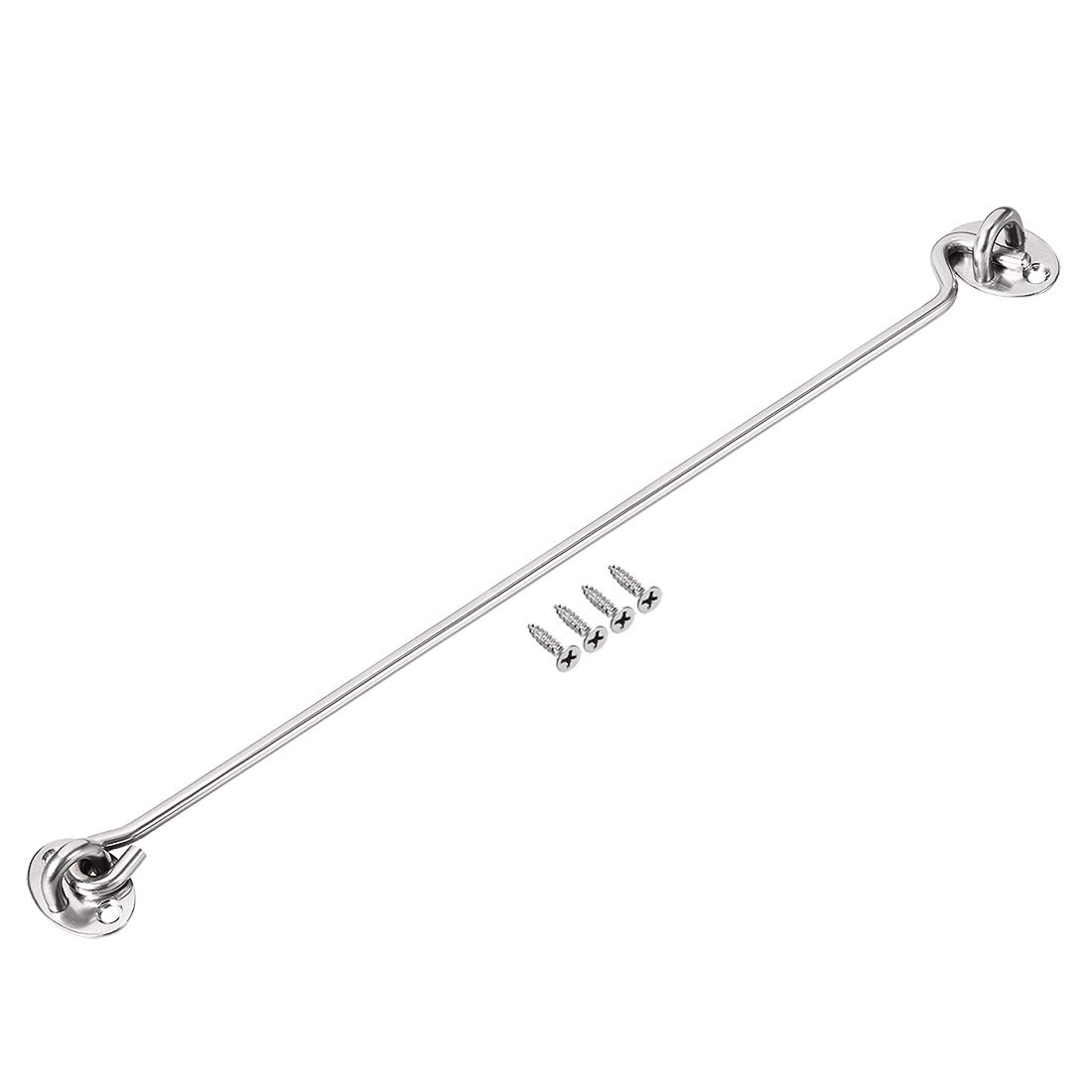 sourcing map 14" Cabin Hook Eye Latch Gate Door Swivel Window Hook Stainless Steel with Mounting Screws 1pcs