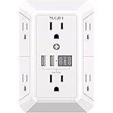 Outlet Extender Surge Protector - NUOZHI 6 Outlet Splitter with 4 USB Ports(2 USB-C), Multi Plug Wall Outlet 900J Power Strip for Home Office Dorm Room Essentials, ETL, White