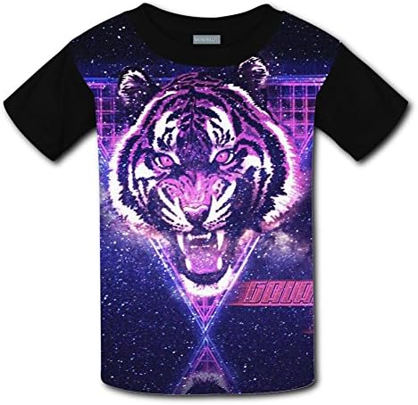 Kids Fashion Retro Wave Tiger Casual Short Sleeve T-Shirt Tops Tees