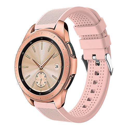 Insaneness Pure Colour Stripe Sport Soft Silicon Accessory Watch Band for Samsung Galaxy Watch 42mm (Pink)