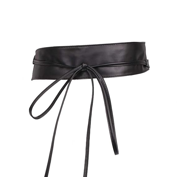 Womens Faux Leather Wrap Belt Around Waist Band Bowknot Belt Strap