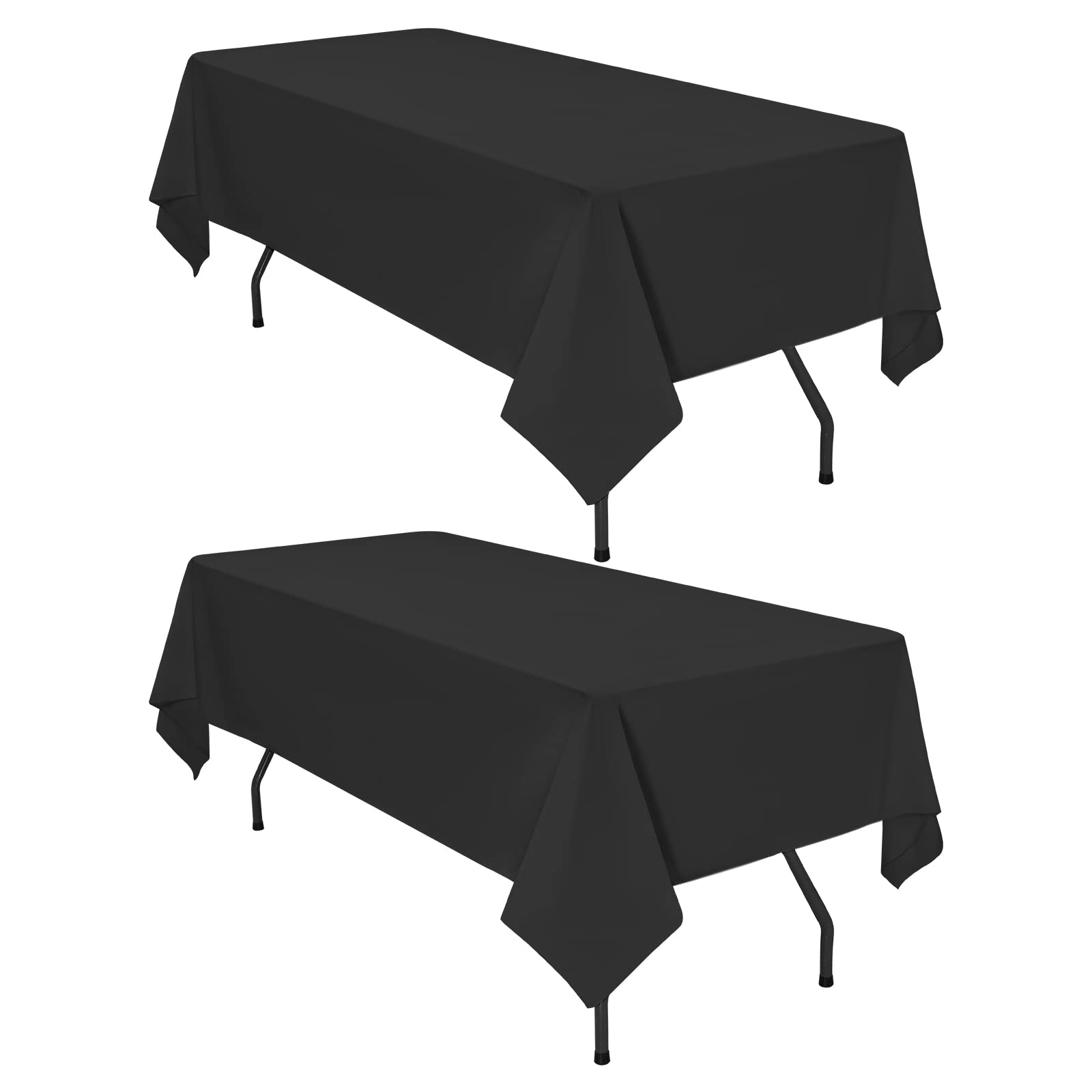 2Pack Black Polyester Tablecloths 60x126inch for 8ft Rectangle Tables Polyester Table Cover Stain and Wrinkle Resistant Washable Table Cloth for Wedding Reception Banquet Halloween Party Table Decor — image 1