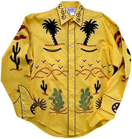 Rockmount Mens Porter Wagoner Vintage Country Western Shirt, Gold, XX-Large