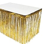 GIFTEXPRESS Set of 2, Gold Metallic Fringe Table Skirt/Gold Foil Fringe Table Skirt/Tinsel Table Skirt/Party Table Skirt/Patriotic Table Skirt