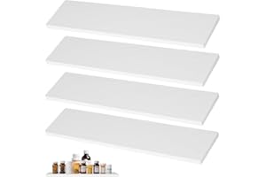 REAENG 4 Pack 13 Inch White Wooden Medicine Cabinet Replacement Shelves - Sturdy Wall-Mounted Shelves, Easy Install for Kitchen or Living Room Cabinets (White)