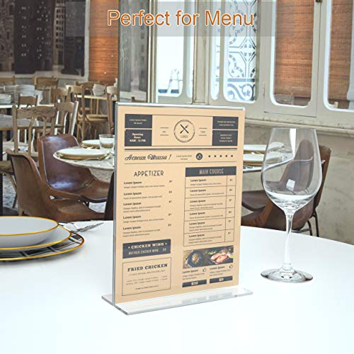 HIIMIEI Set of 6 Vertical Table Displays, Poster Holder, A5 (14.8 x 21 cm) Acrylic Transparent Table Easel, Menu Holder