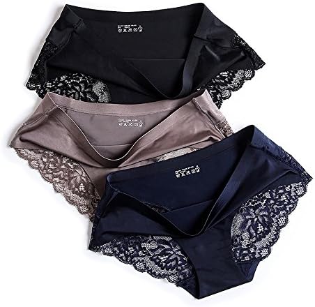 itayax Underwear for Women Sexy Seamless Silk Hipster Cotton Panties 3 Pack (XLarge)