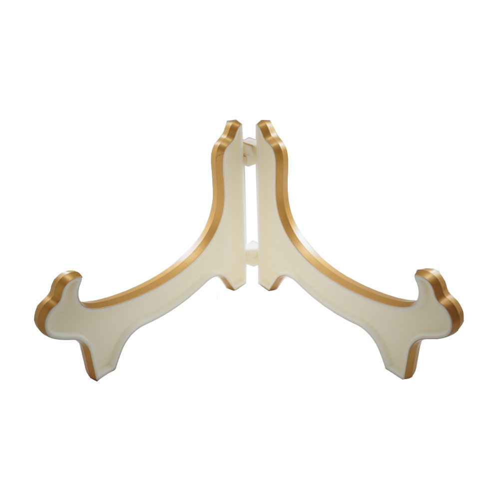 Tincogo Display Stand Easel Bowl Stands for Display Large Deep Bowls, Platters and Deep Dishes White Gold