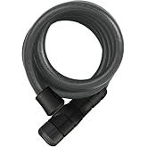 Abus 6 Series Key Coil Cable Lock, Black, 185cm/12mm | ABUS Booster 6512 Keyed Coiled Steel Lock 180cm, 12mm Diameter