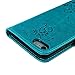 iPhone 7 Case, iPhone 8 Case Wallet, Bling Crystal Diamonds PU Leather Embossed Florals Kickstand Magnetic Flip Folio Card Holders Hand Strap Cover for iPhone 7, iPhone 8 by MOLLYCOOCLE, Blue
