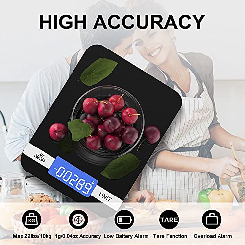Sudugo Kitchen Scales, 22lb/10kg Digital Scales Kitchen Weight Grams and Oz, Food Scale for Baking and Cooking, Rechargeable Tempered Glass Platform Electronic Scales (Batteries Included) [2021 Ver]