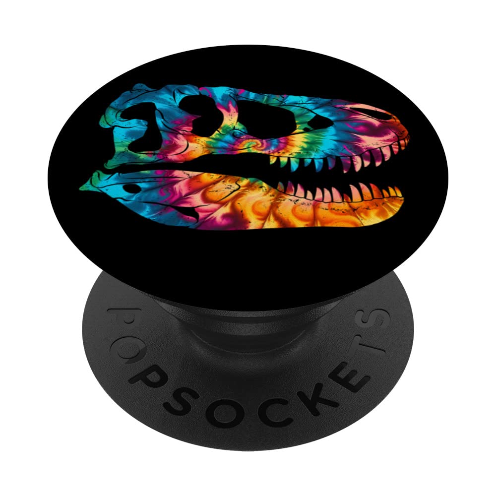 Tarbosaurus Skull Fossil Hunter Tie Dye Dinosaur PopSockets Swappable PopGrip