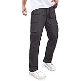 GINGTTO Men's Casual Cargo Pants Elastic Waist Camo Pants Hiking Joggers