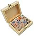 Youkwer 12 Pcs Mini Cute Wooden Rubber Stamps DIY Diary Scrapbook Stamps Set with Wooden Box （Brass Buckle，Heart）