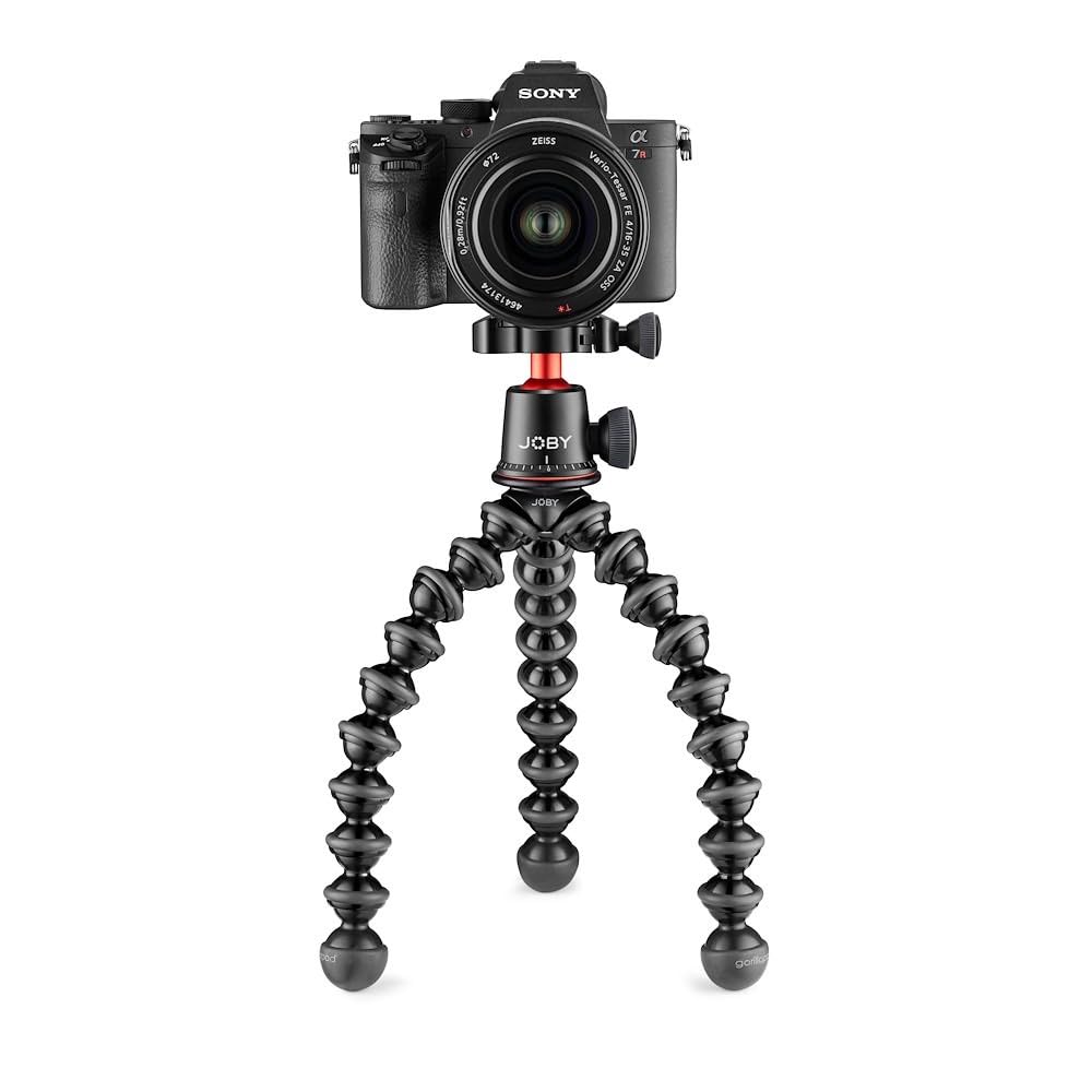 Joby GorillaPod 3K Pro Kit, Includes Stand & BallHead with QR Plate, 6.Lb Load Capacity, Black/Charcoal/Red