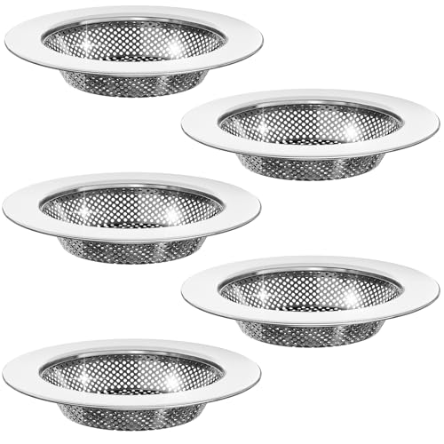 SIONLANG Kitchen Sink Strainer, Stainless Steel Sink Drain Strainer, Dishwasher Safe, Outer Diameter 4.4 inch/11.2cm, Inner Diameter 3 inch/7.6cm, Pack of 5 (5)