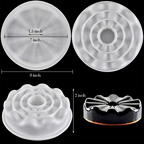 image for handrong 2pcs Silicone Cake Mold for Mousse Ice Cream Chiffon Chocolat