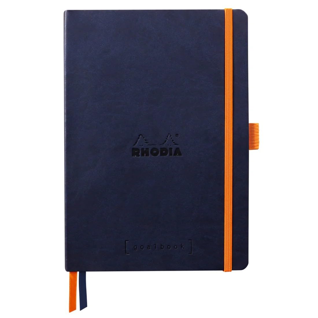 Rhodia 117808C - Rhodiarama Leatherette Softcover Goal book A5 (14.8x21 cm) 240pgs DOT Clairefontaine ivory paper 90 g 2 ribbons elastic closure - Midnight Blue