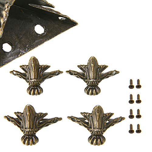 VintageBee 10 PCS Antique Brass Wood Case Jewelry Chest Storage Box Feet Leg Corner Protector