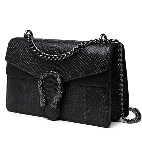 MYHOZEE Crossbody Bags for Women - Snake Printed Clutch Purses Leather Chain Shoulder Bags Evening Handbags