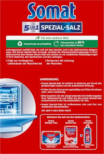 Somat Spezial-Salz (1,2 kg), Spülmaschinensalz für eine stärkere Geschirrspülleistung, Wasserenthärter für die Spülmaschine wirkt gegen Kalk für glänzende Ergebnisse und eine längere Lebensdauer 3
