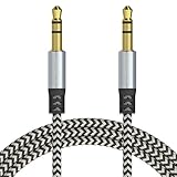 SoundPie 3.5mm Nylon Braid Contrast Color ShoeLace Auxiliary Audio Cable (5ft / 1.5m) AUX Cable for Headphones, iPods, iPhones, iPads, Samsung Home / Car Stereos and More (Black/White)