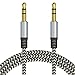 SoundPie 3.5mm Nylon Braid Contrast Color ShoeLace Auxiliary Audio Cable (5ft / 1.5m) AUX Cable for Headphones, iPods, iPhones, iPads, Samsung Home / Car Stereos and More (Black/White)