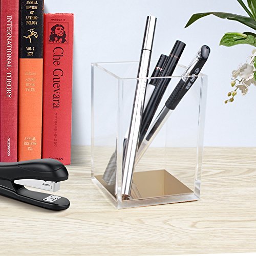Acrylic Gold Pen Pencil Holder, Desktop Stationery Organizer,Office