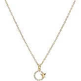 Just Refresh 14K Gold Plated Circle Pendant for Women Dainty Cubic Zirconia Necklace Butterfly Fashion Jewelry Gifts for Her