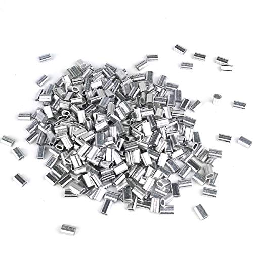 400 Pcs Aluminum Crimping Loop Sleeve, Aluminum Sleeves Clip for 1/16" Diameter Wire Rope and Cable - Thumbnail 3
