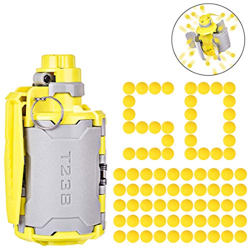 FenglinTech Grenade with Bullets for Nerf - 1PCS V2 Large Capacity CS Rival Hand Grenade for Nerf + 50PCS Rival Grenades Bullets