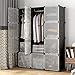 KOUSI Portable Closet Clothes Wardrobe Bedroom Armoire Storage Organizer with Doors, Capacious Sturdy, Black (6 Cubes 2 Hanging Sections)