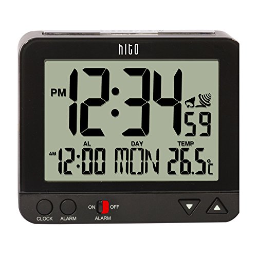 hito 3.8" Digital Battery Atomic Alarm Clock Bedside Travel Auto Time