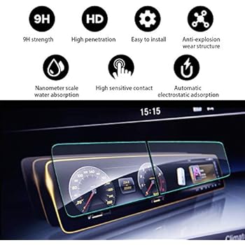 YEE PIN [2 PCS] Car Display Navigation Screen Protector for 2018 2019 Mercedes Benz S-Class W222 12.3-Inch Display Touch Screen, High Definition Scratch Resistance & Anti-Explosion