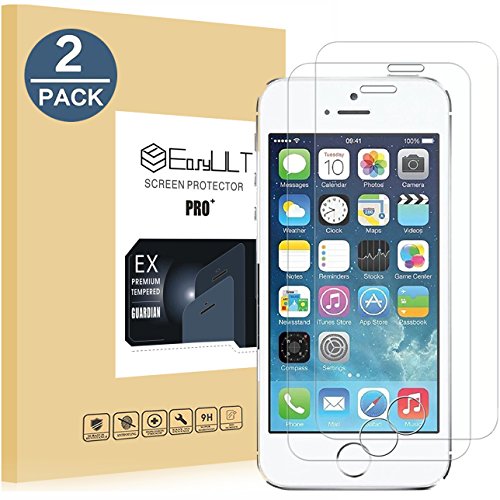 [2 pack] iPhone 5/5c/5s/SE Screen Protector, EasyULT Premium Tempered Glass Screen Protector,with Double Defense Technology with [2.5D Round Edge] [Crystal Clear] [Scratch Resist] [No-Bubble] [9H Hardness]