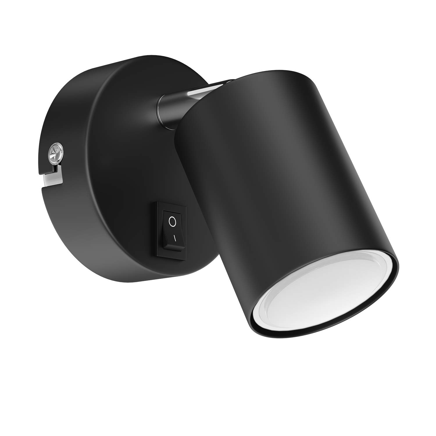 ledscom.de Wall spot WAIKA, Single-lamp, with Switch, GU10, Black matt, incl. 450lm LED GU10 lamp, Warm-White