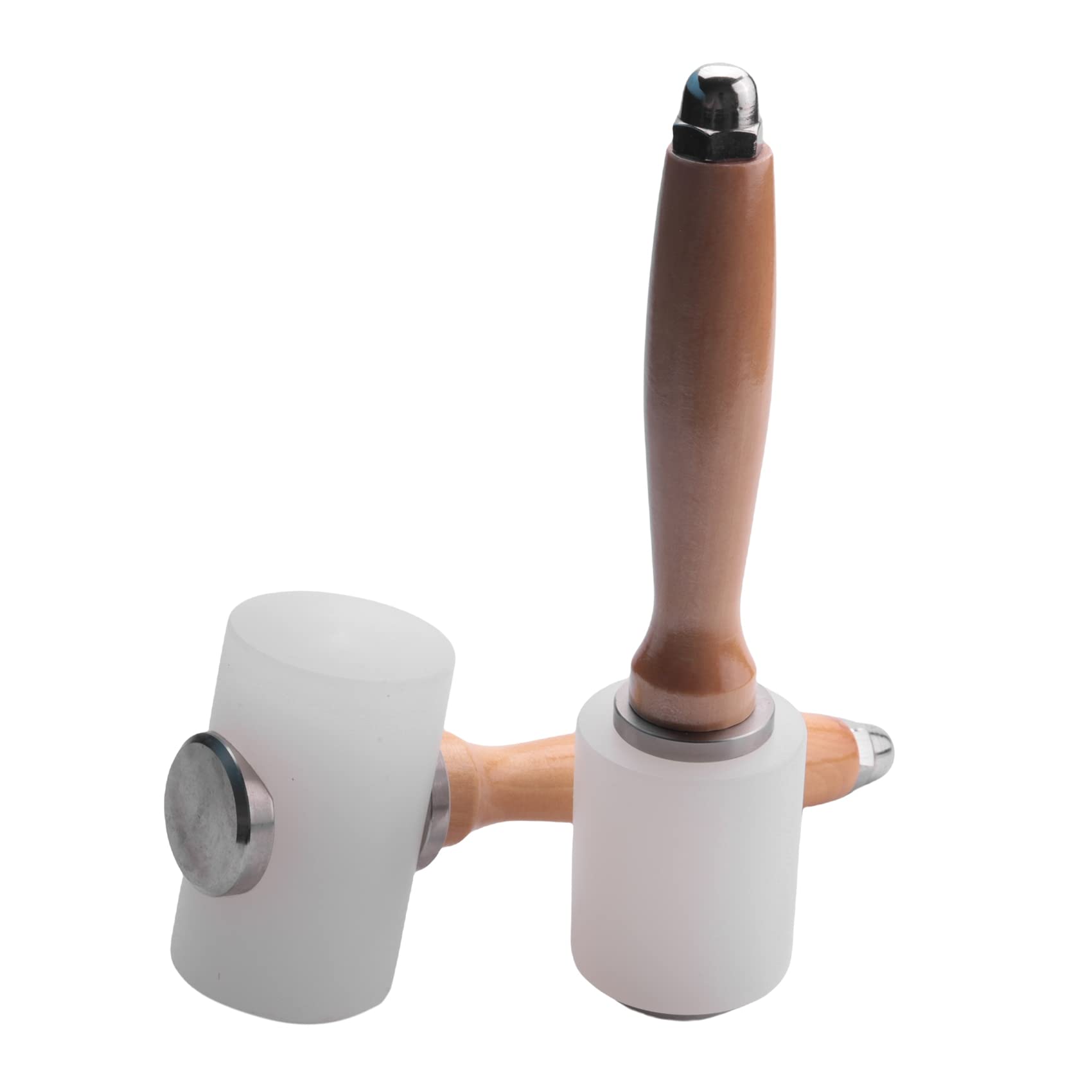 Dciustfhe 2 Pcs Leather Carving Hammer,Leather Mallet,Wooden Handle Nylon Hammer,Leather for Handmade DIY Leather Work