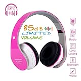 Wireless Bluetooth Headphones for Kids Boys Girls Over Ear,Built-in Mic,Stereo Sound,3.5mm Audio Jack Cable for Pc Tablet Cellphone(Pink)
