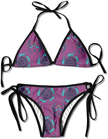 Fashion Womens Sexy Padded Bikini Set Elephant Pattern Printing Adjustable Swimsuit 2 Piece