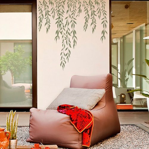 Stencil Pared Arbol 006 Sauce. Tamaño Mediano: Stencil 50x70 cm, diseño 48x68 cm