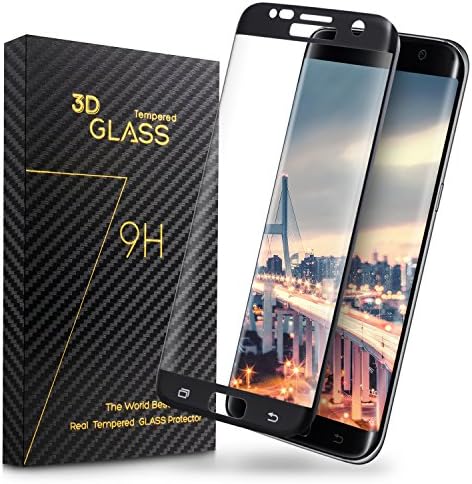 DigiBona S7 Edge Black Tempered Glass Samsung Screen Protector 3D Curved Full Coverage Ultra Clear Shatter (Black)