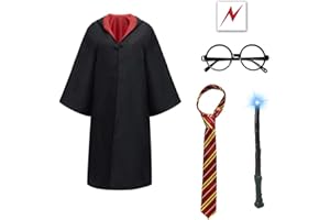 QXFQJT Wizard Costume Set 7PCS,Halloween Masquerade Party Harry Costume Cosplay Accessories