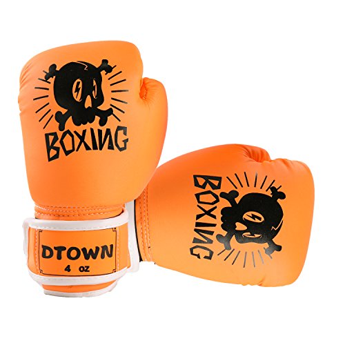 Dtown 4 Ounce Gloves for Boys Boxers,Kids Punching Gloves for Boxing Training Sparring Lightweight Orange PU Gloves for Girls Toddler Boxers - Thumbnail 7
